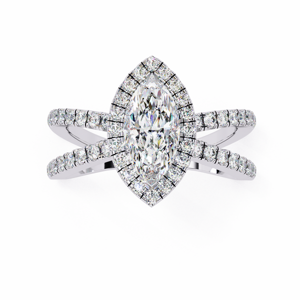 Halo Split Shank Engagement Ring