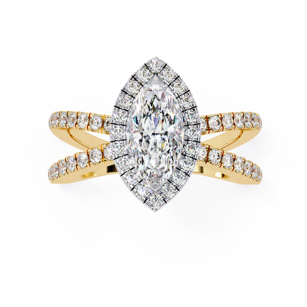 Halo Split Shank Engagement Ring