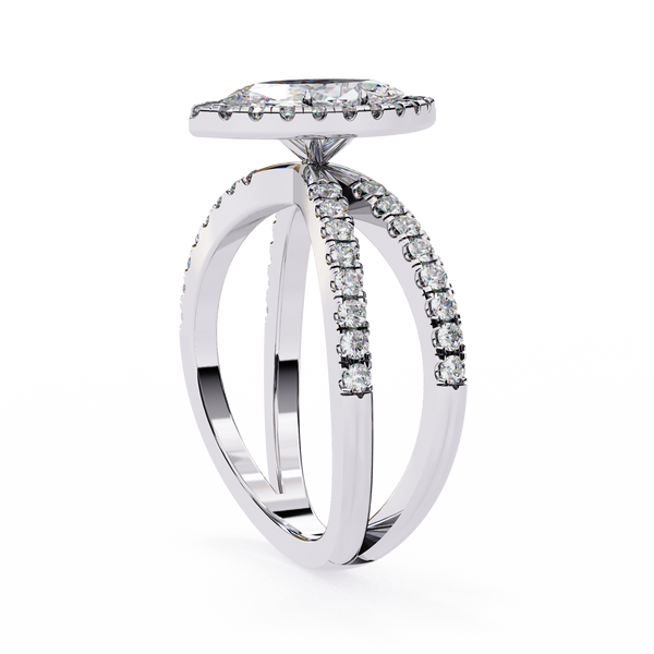 Halo Split Shank Engagement Ring
