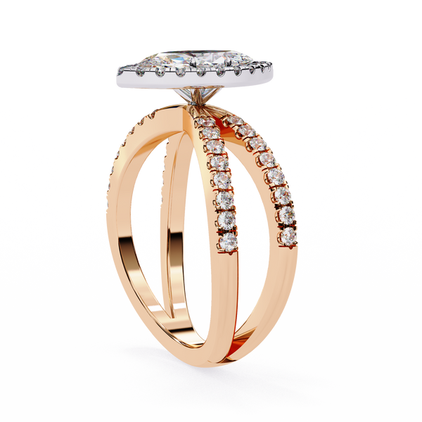 Halo Split Shank Engagement Ring