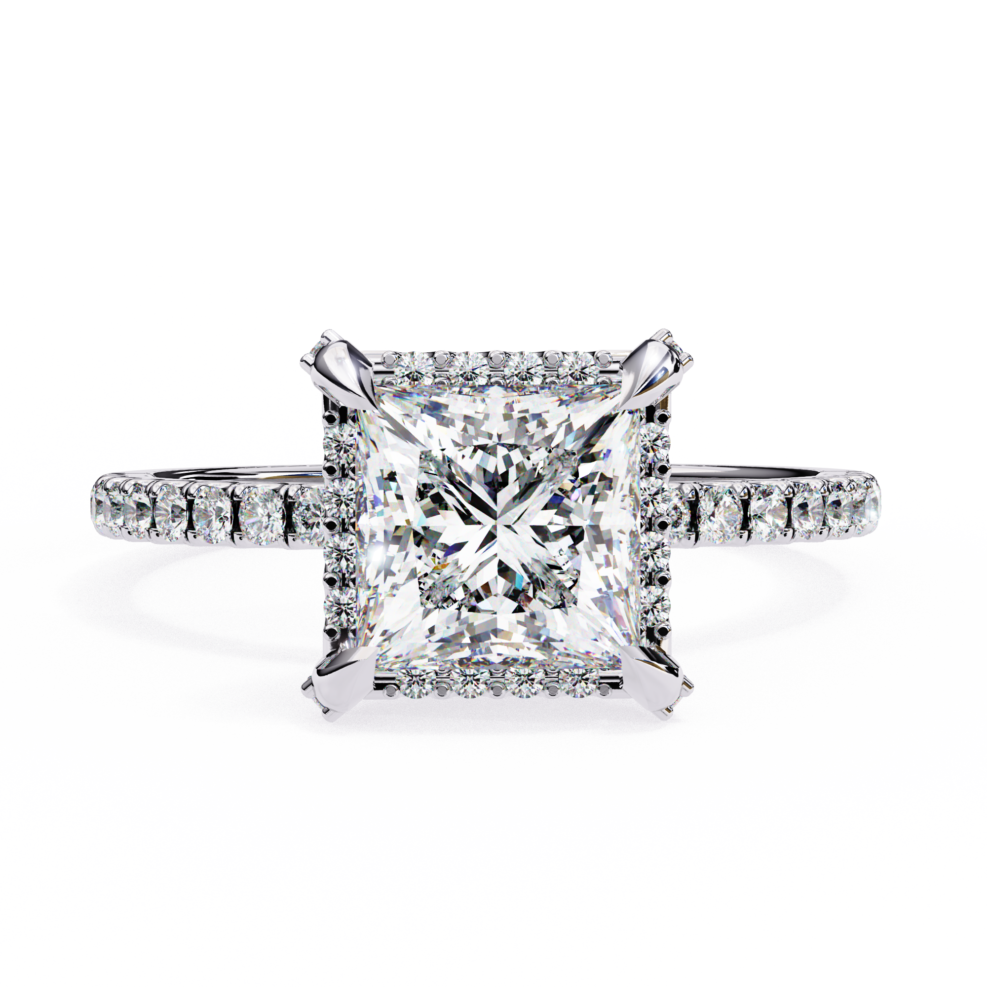 Regal Radiance Princess Cut halo Ring