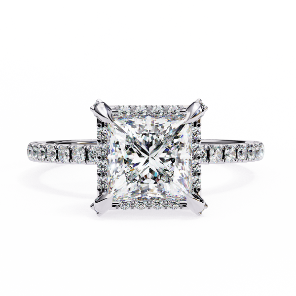 Regal Radiance Princess Cut halo Ring