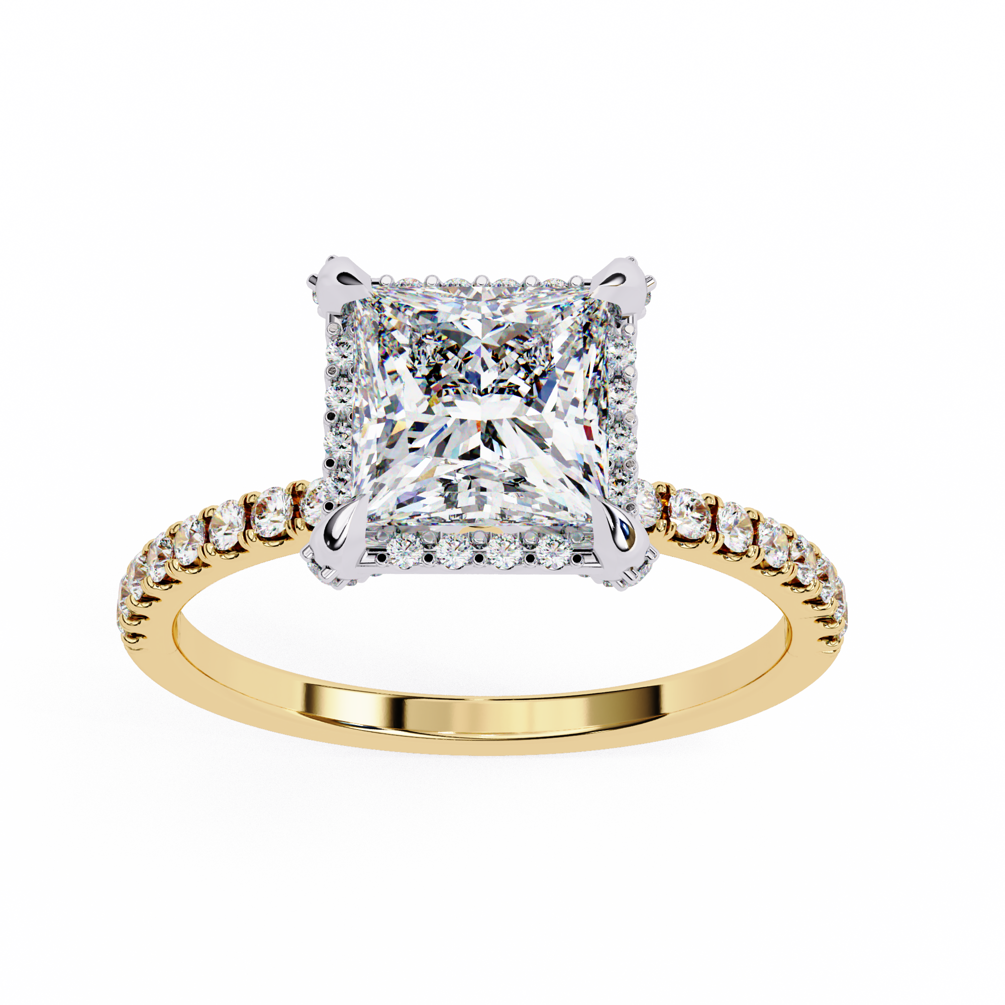 Regal Radiance Princess Cut halo Ring