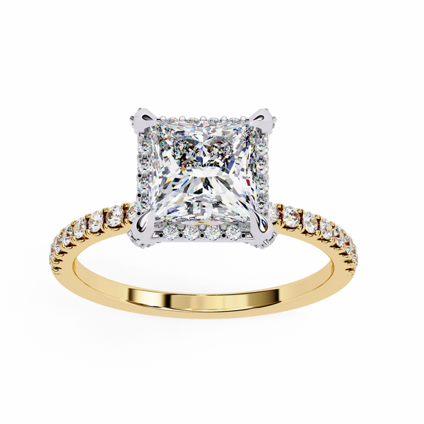 Regal Radiance Princess Cut halo Ring