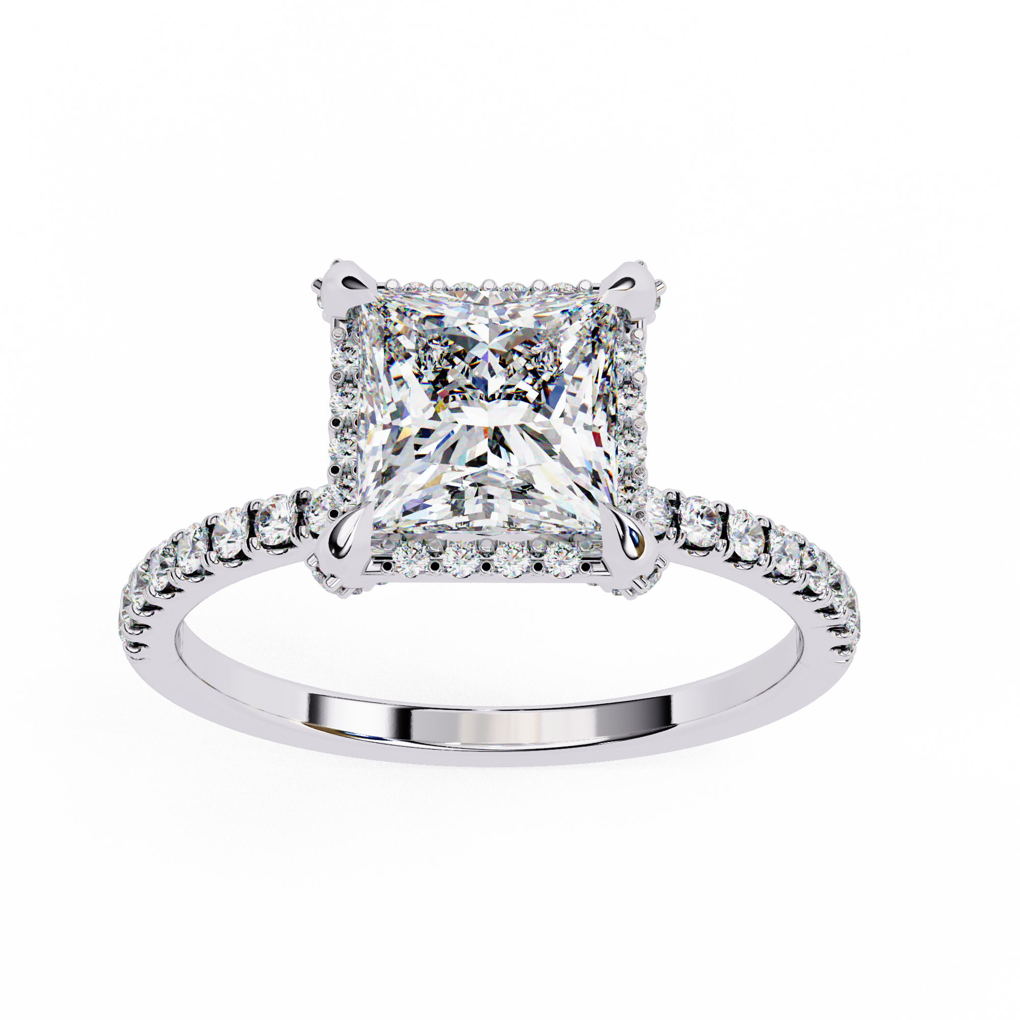 Regal Radiance Princess Cut halo Ring