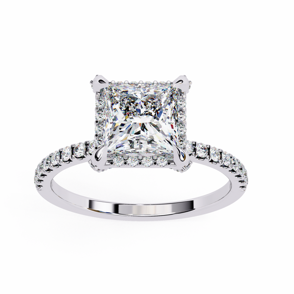 Regal Radiance Princess Cut halo Ring