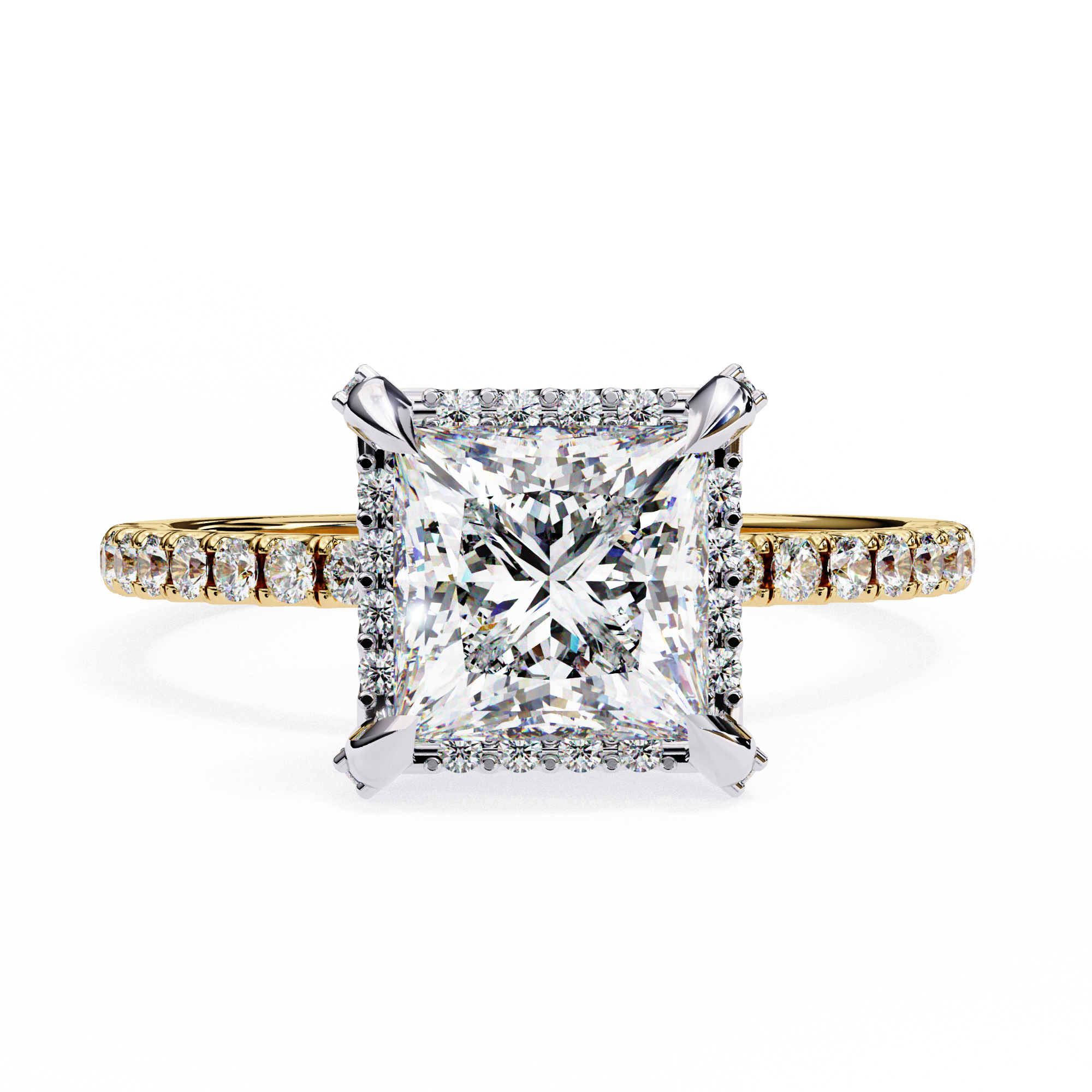 Regal Radiance Princess Cut halo Ring