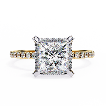Regal Radiance Princess Cut halo Ring
