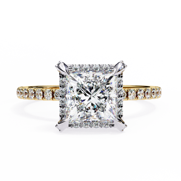 Regal Radiance Princess Cut halo Ring