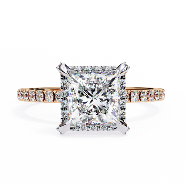 Regal Radiance Princess Cut halo Ring