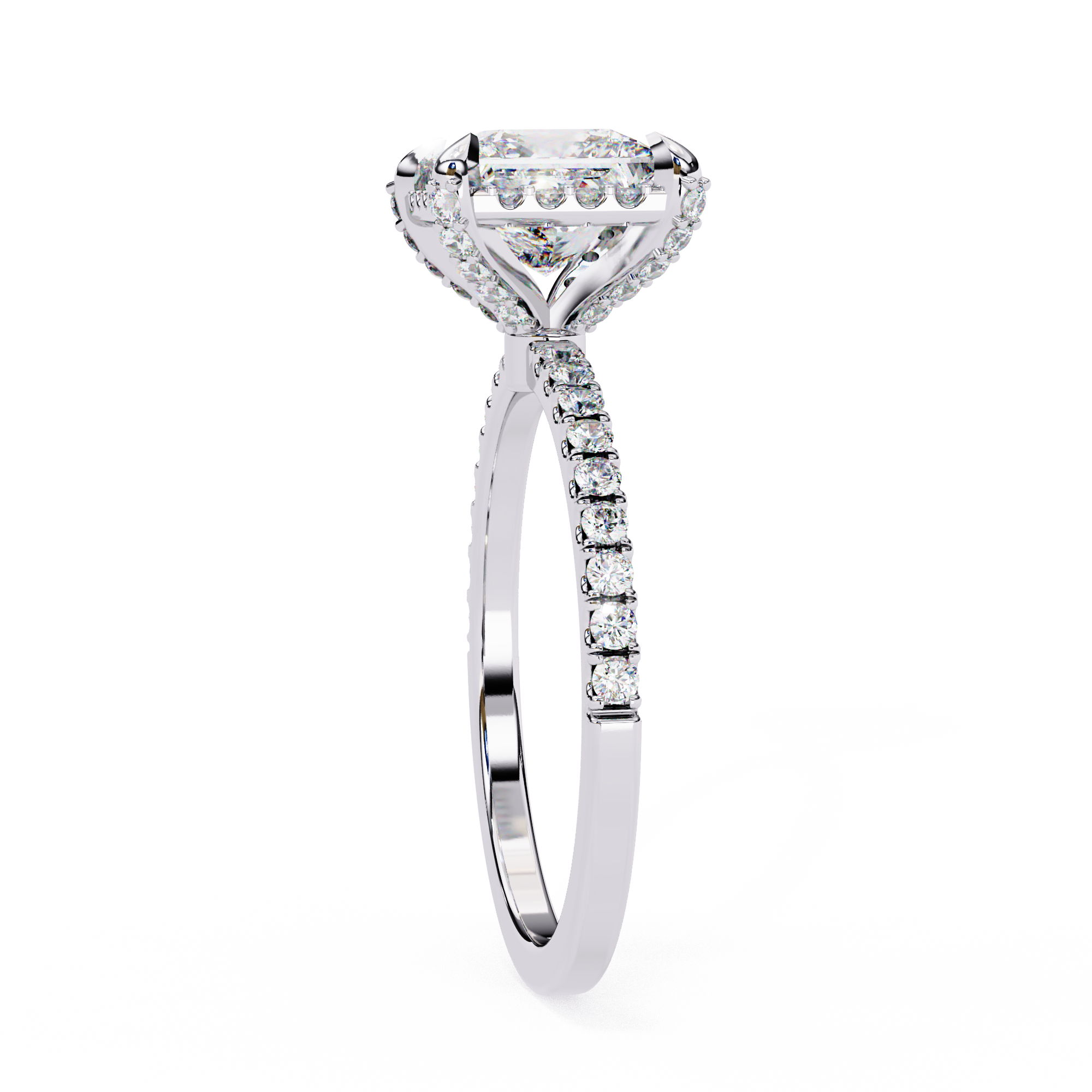 Regal Radiance Princess Cut halo Ring