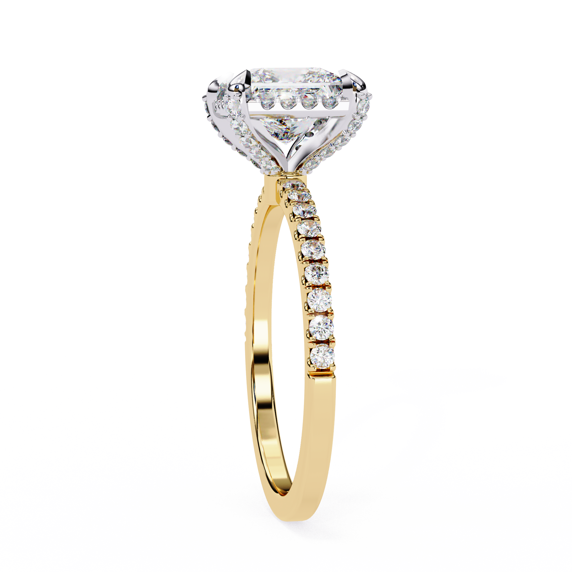 Regal Radiance Princess Cut halo Ring