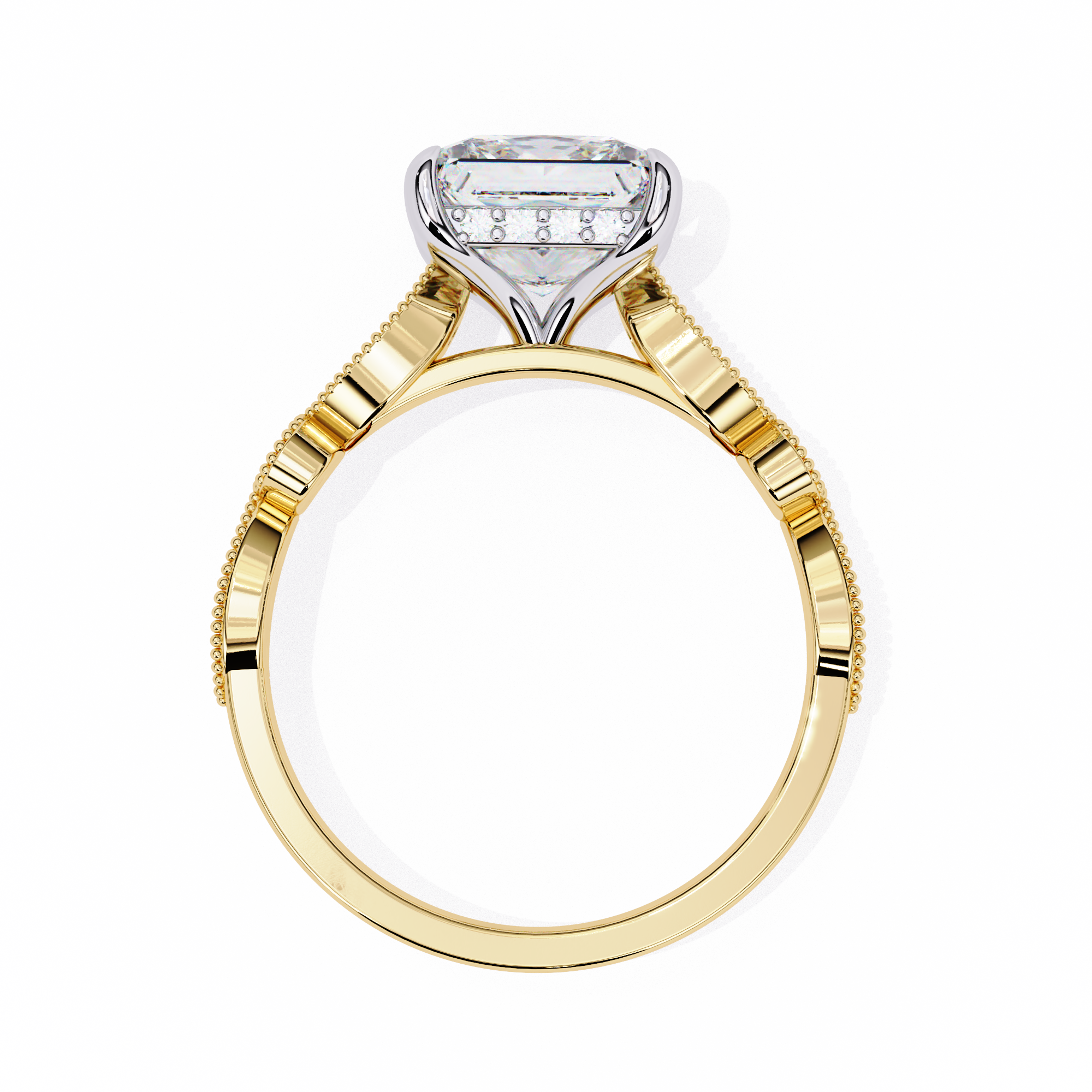 Golden Lattice Solitaire Diamond Ring