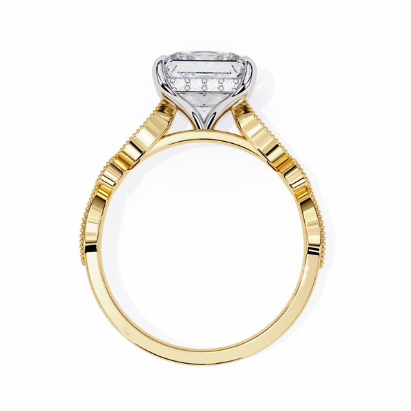 Golden Lattice Solitaire Diamond Ring