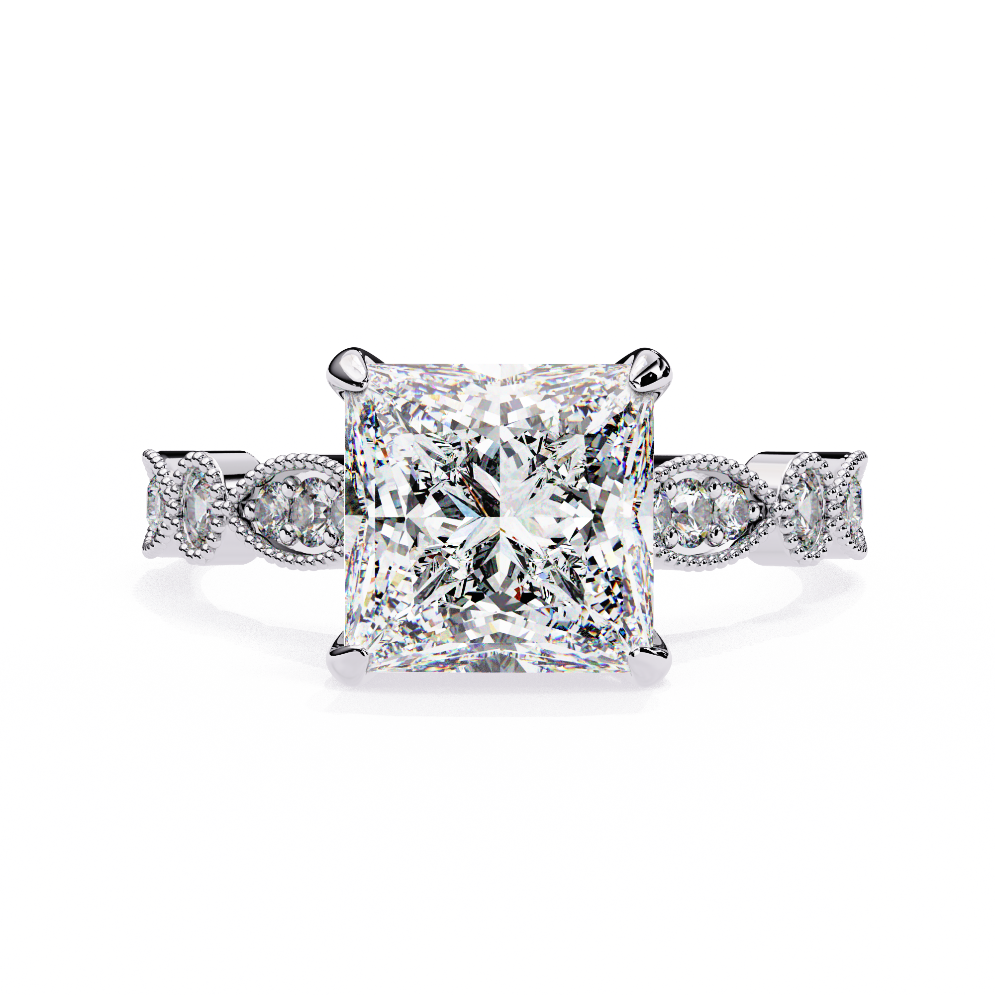 Golden Lattice Solitaire Diamond Ring