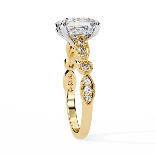 Golden Lattice Solitaire Diamond Ring