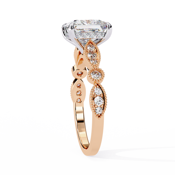 Golden Lattice Solitaire Diamond Ring