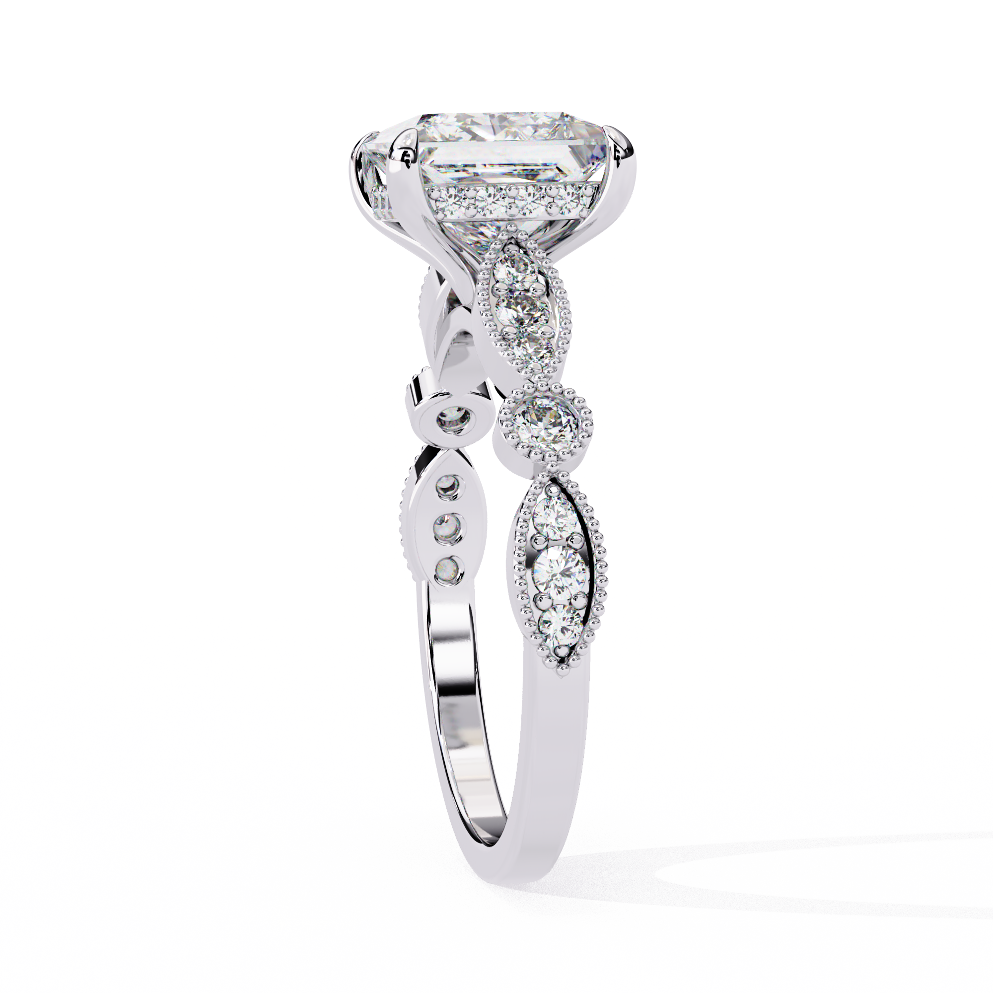 Golden Lattice Solitaire Diamond Ring