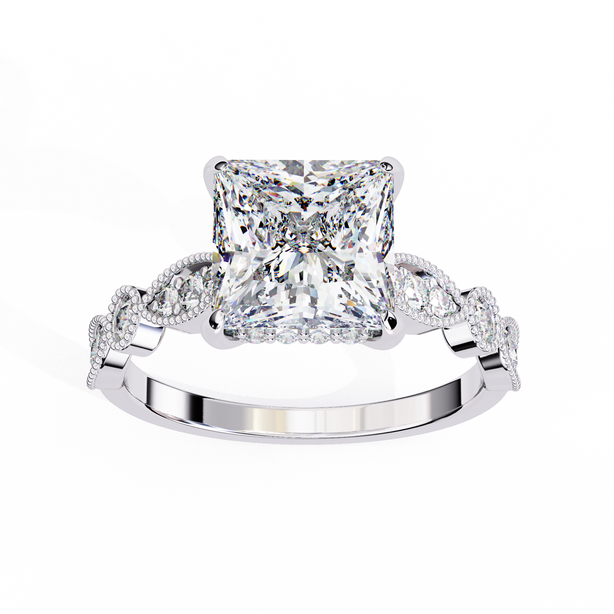 Golden Lattice Solitaire Diamond Ring
