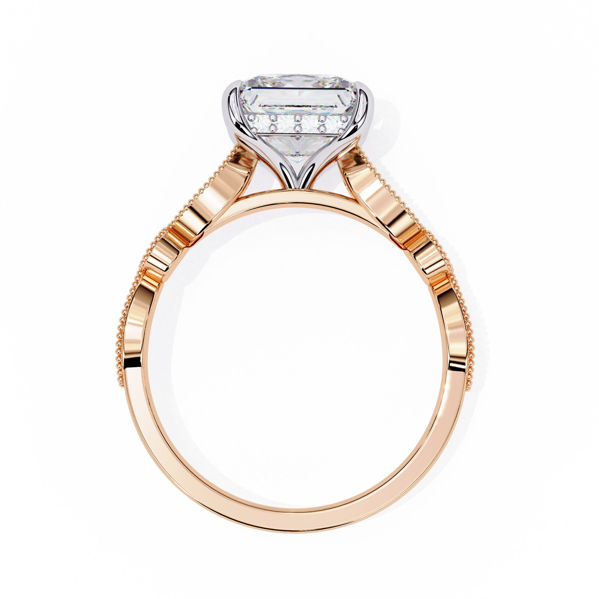 Golden Lattice Solitaire Diamond Ring