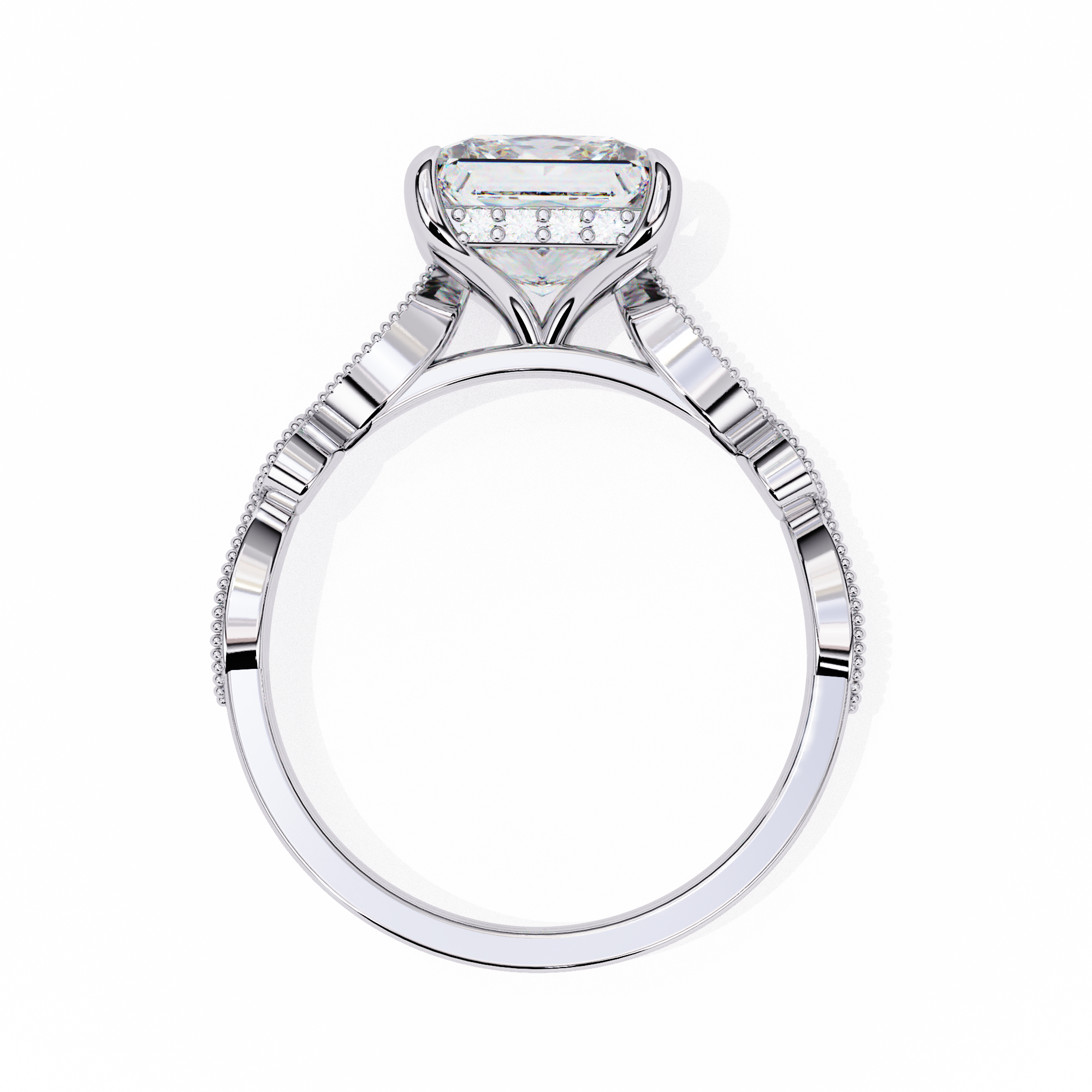 Golden Lattice Solitaire Diamond Ring