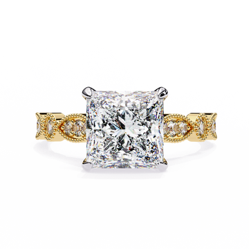 Golden Lattice Solitaire Diamond Ring