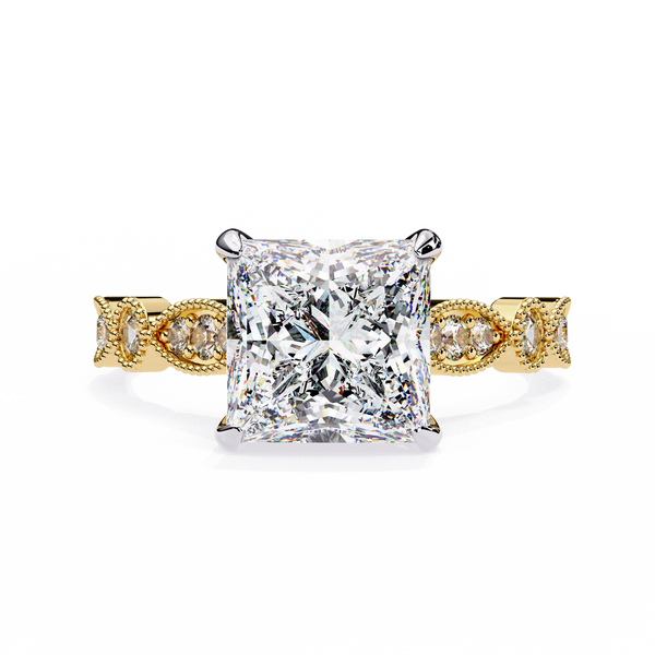 Golden Lattice Solitaire Diamond Ring