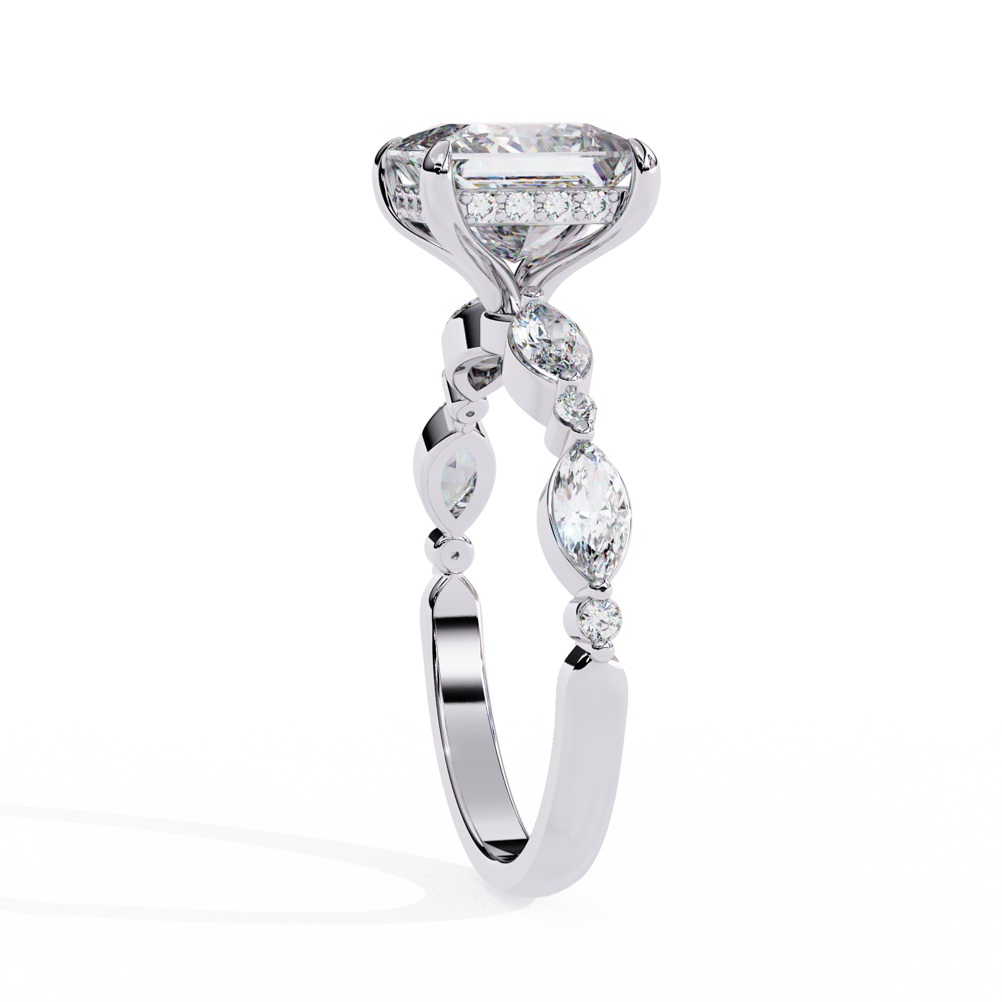 Renaissance Princess Cut Solitaire Diamond Ring