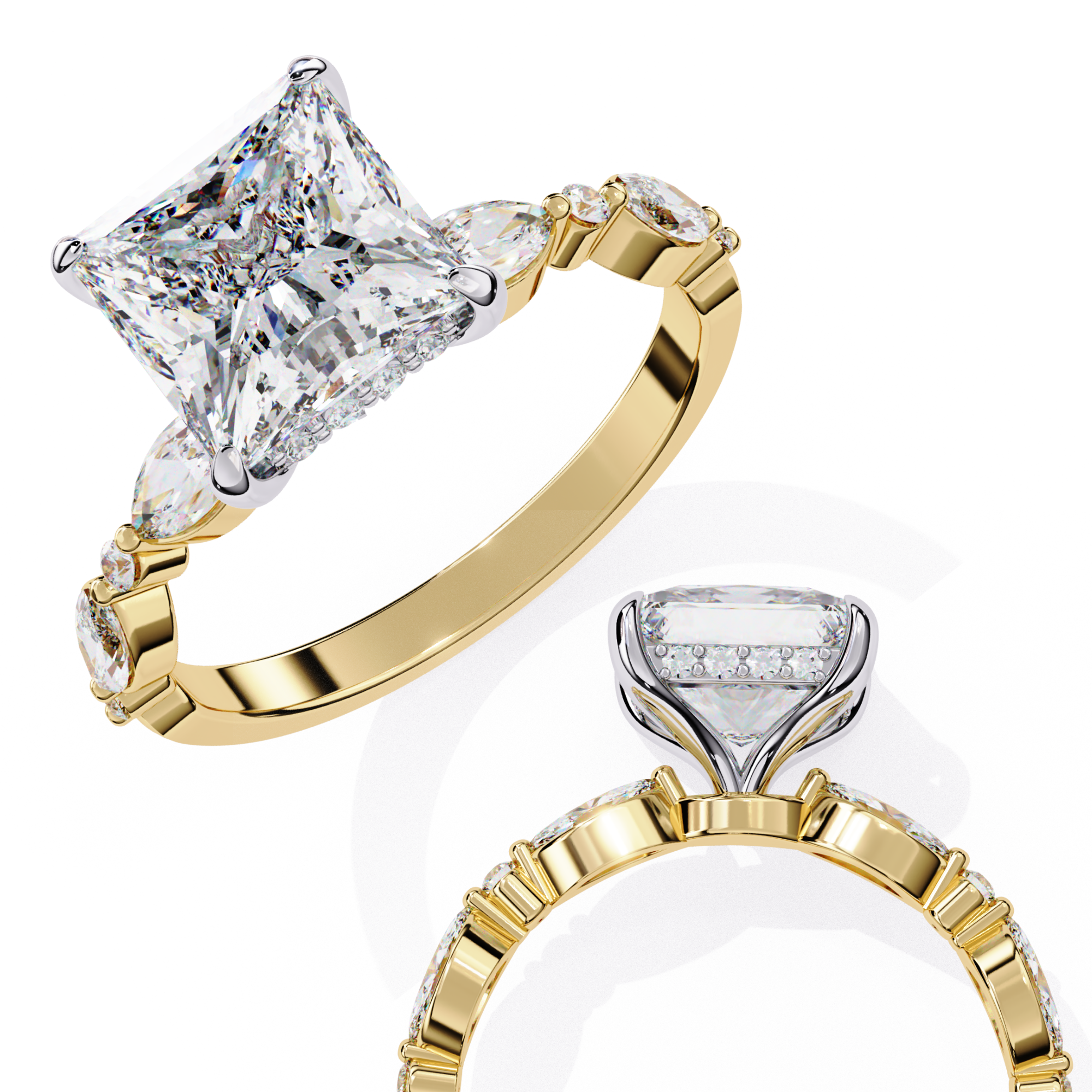 Renaissance Princess Cut Solitaire Diamond Ring