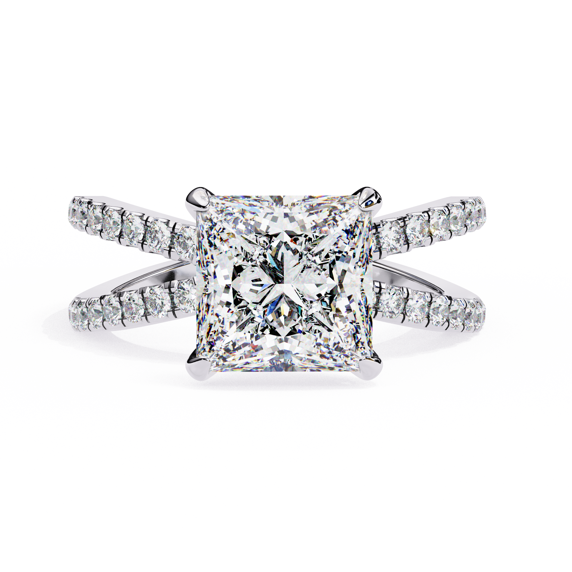 Split Shank Princess Solitaire Ring