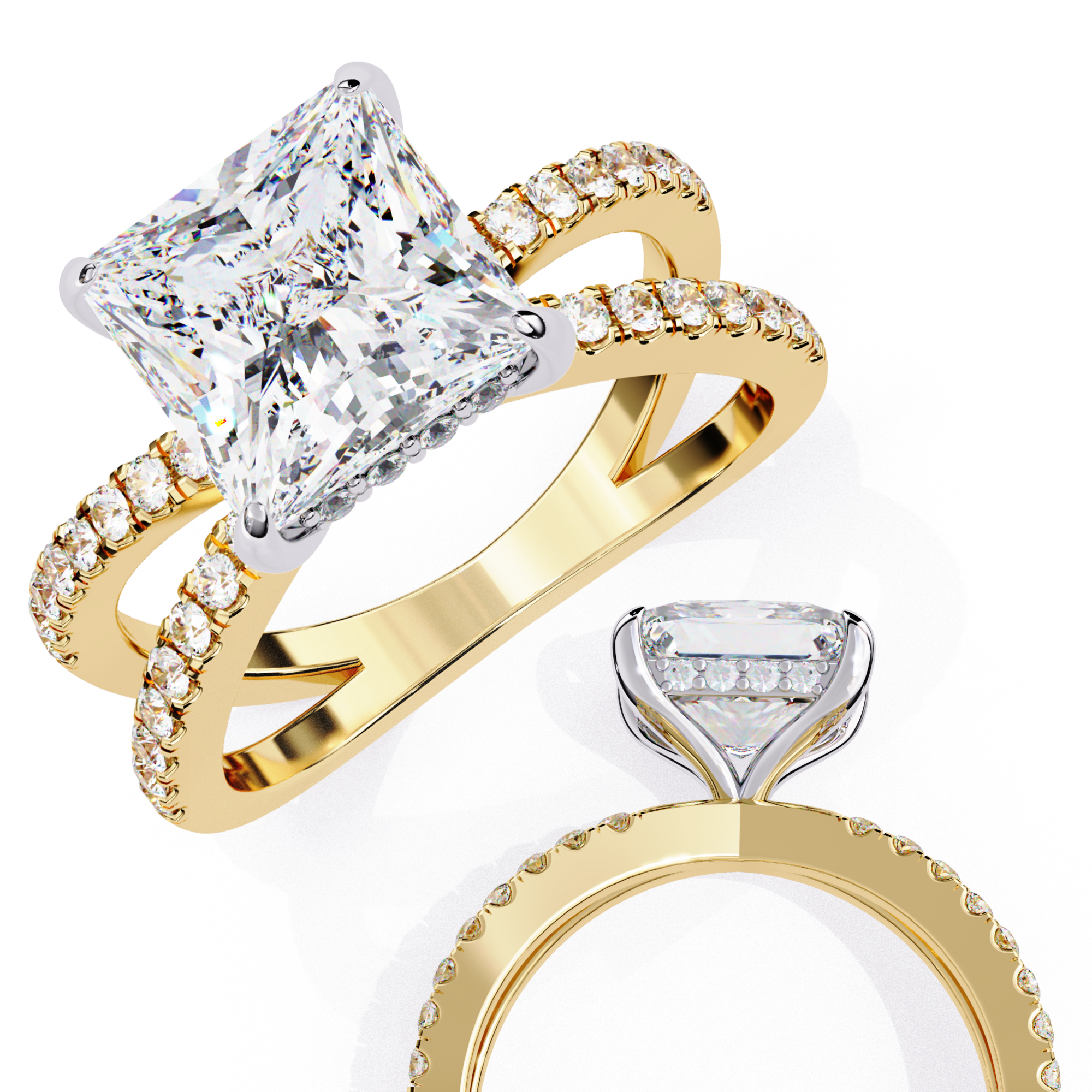 Split Shank Princess Solitaire Ring