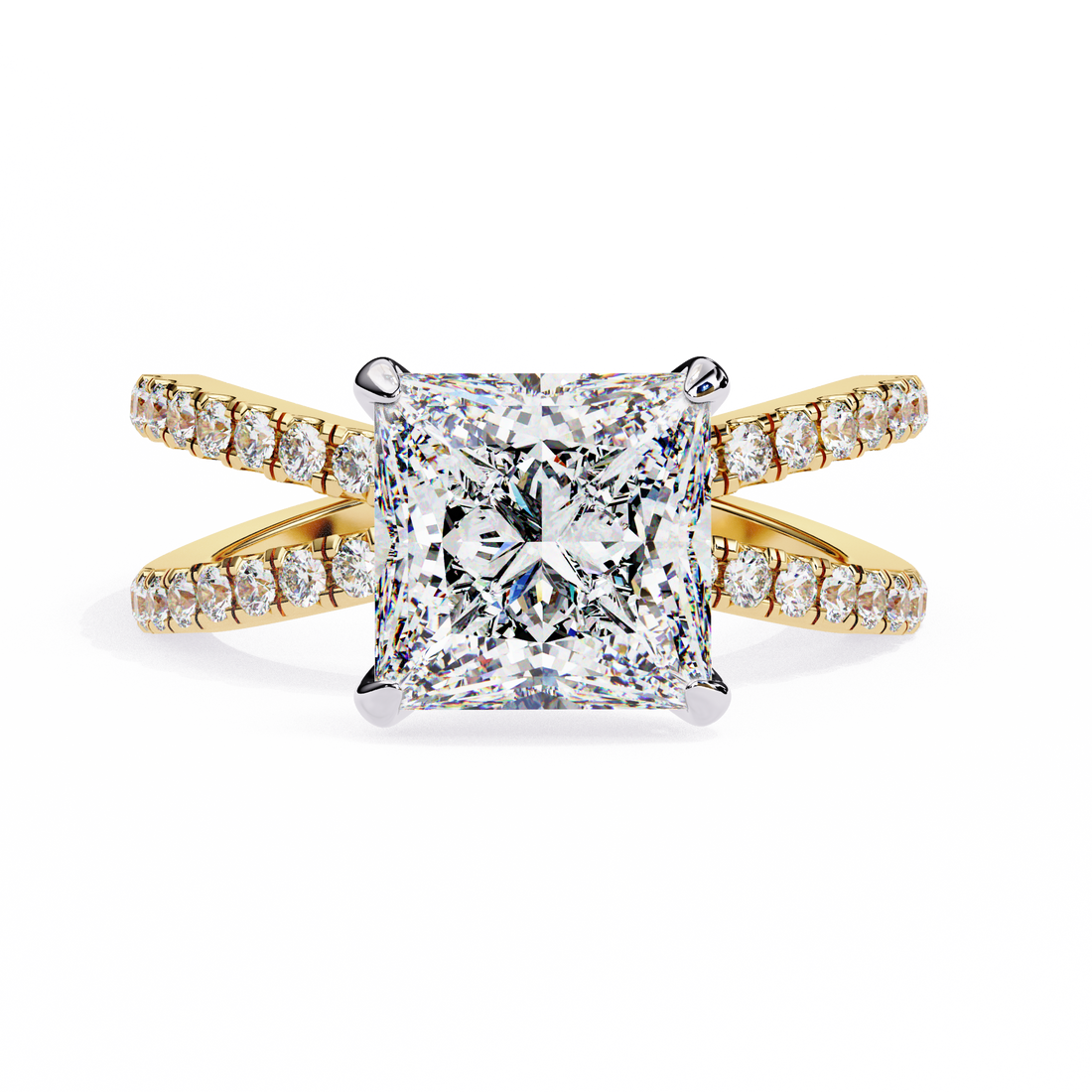 Elegant Split Shank Princes Cut Engagement Ring