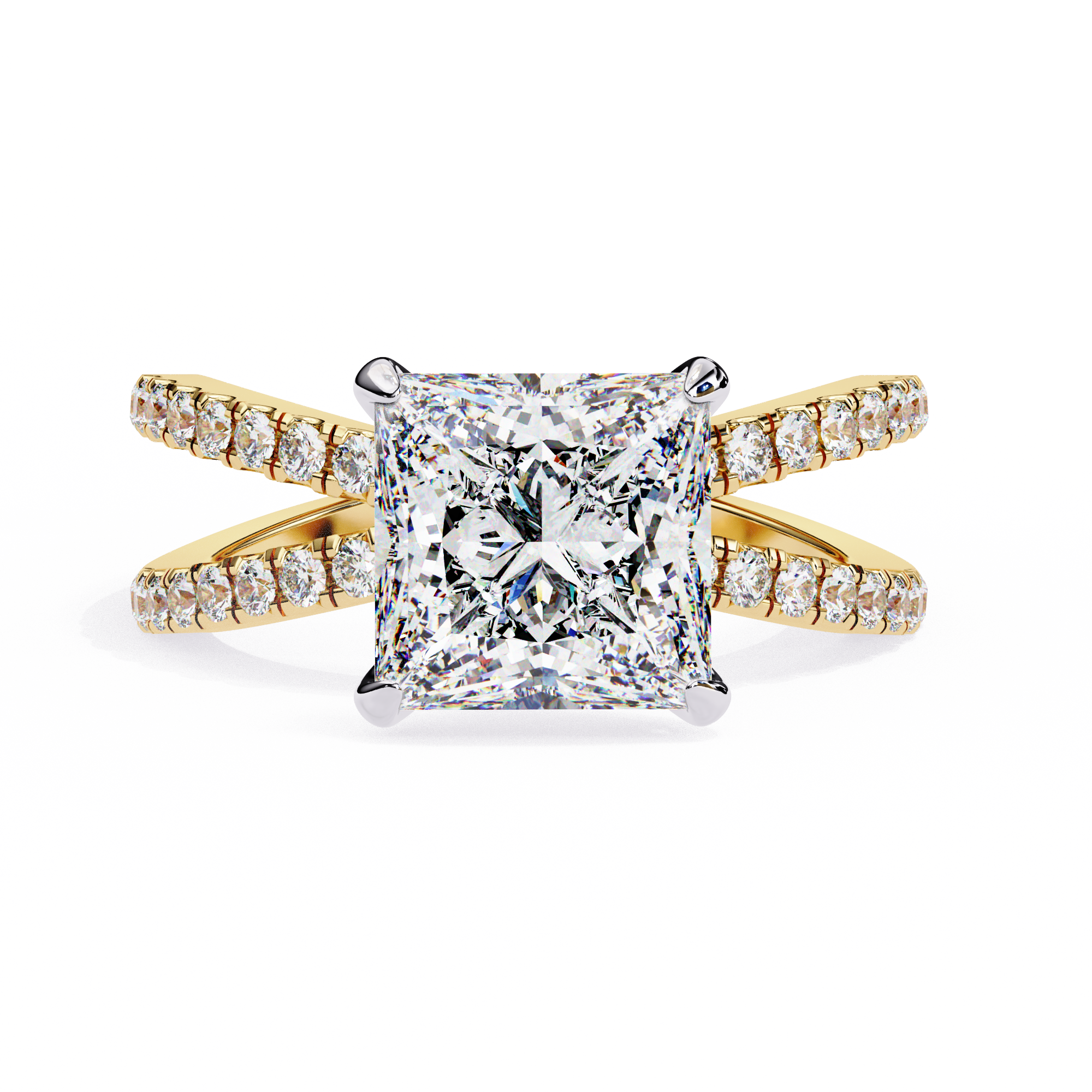 Split Shank Princess Solitaire Ring