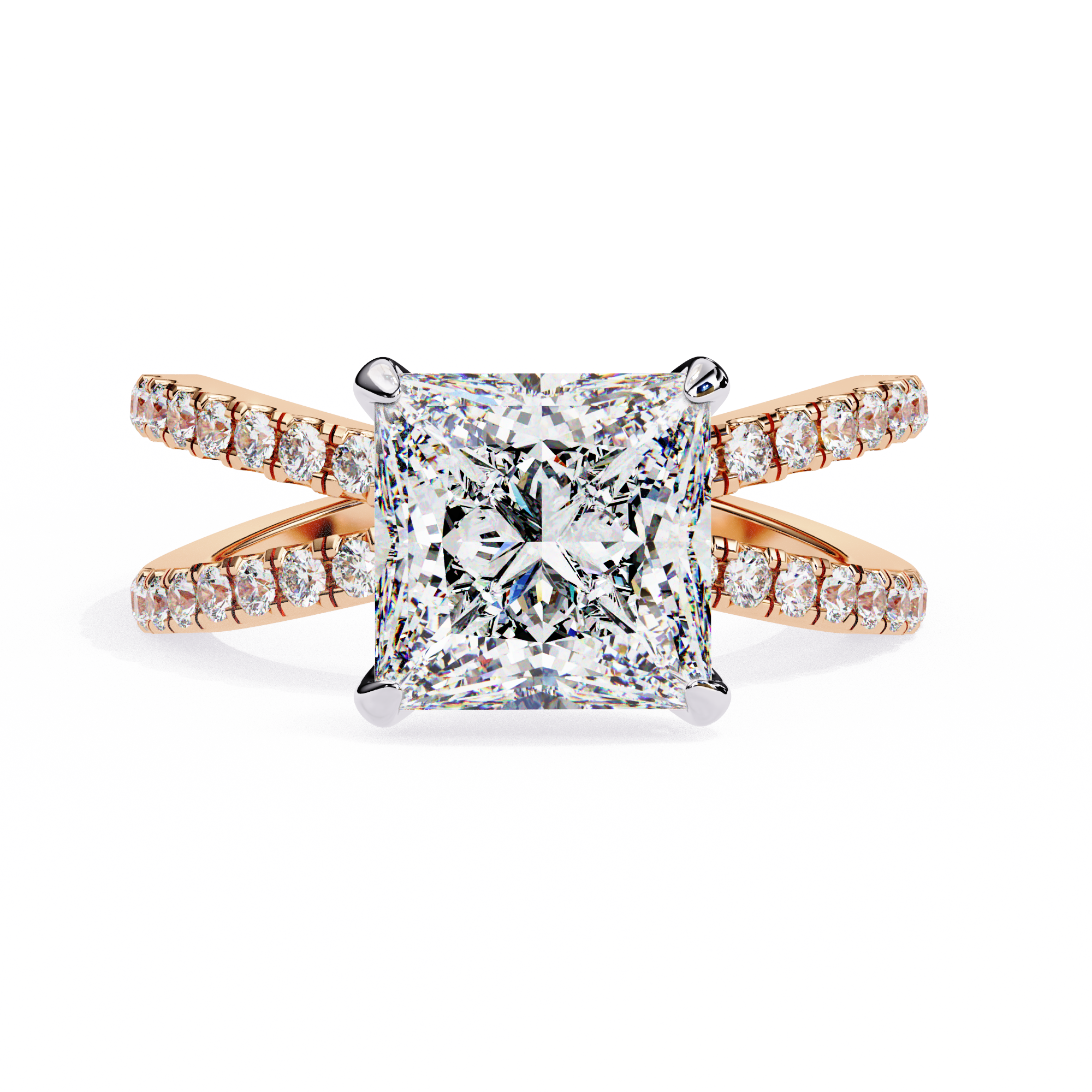 Split Shank Princess Solitaire Ring