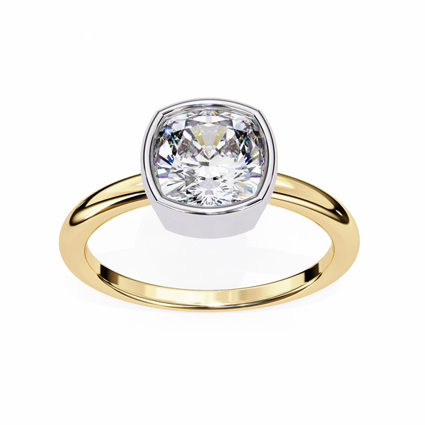 Bezel Set Cushion Solitaire Diamond Ring