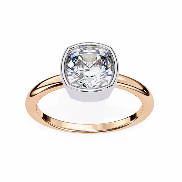 Bezel Set Cushion Solitaire Diamond Ring