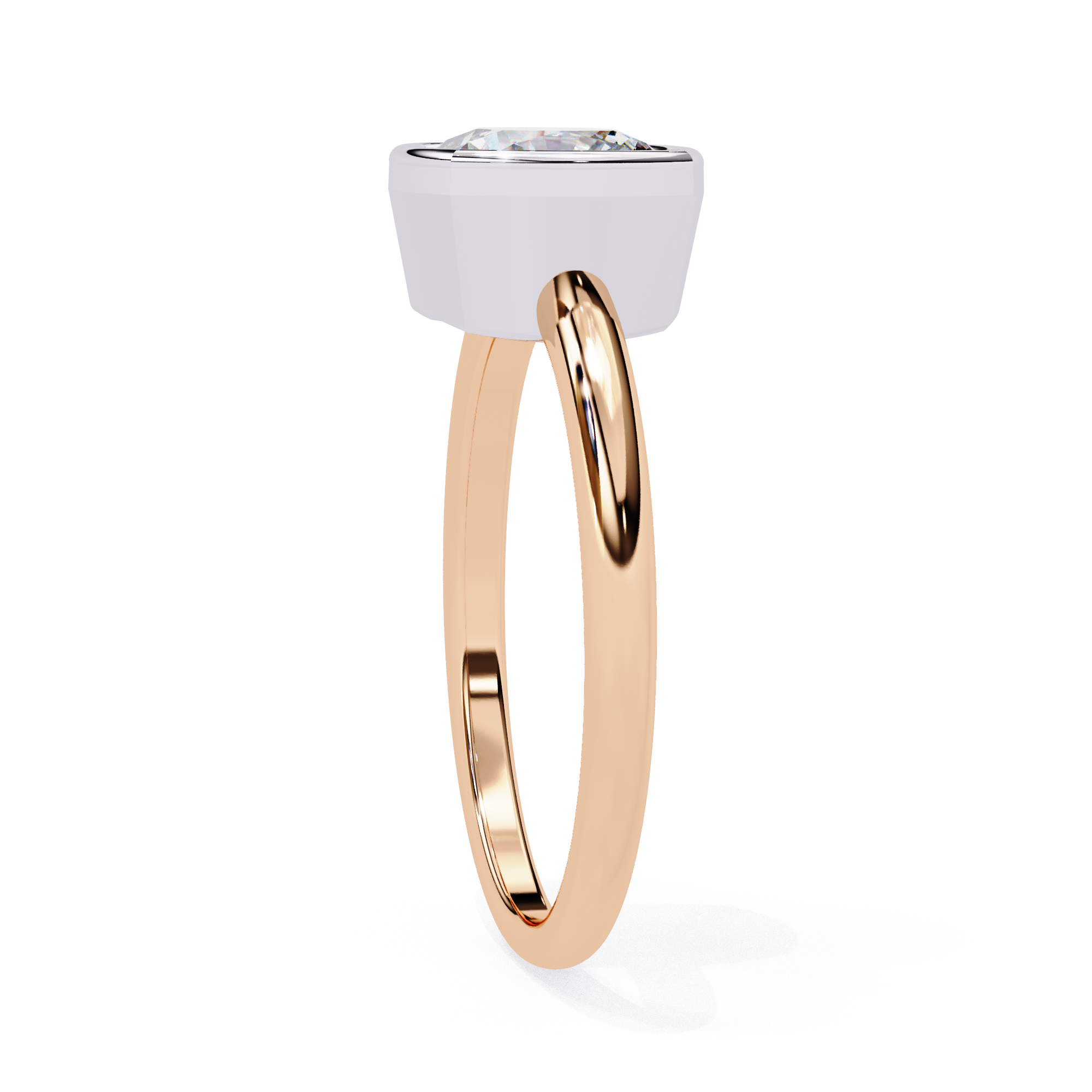 Bezel Set Cushion Solitaire Diamond Ring