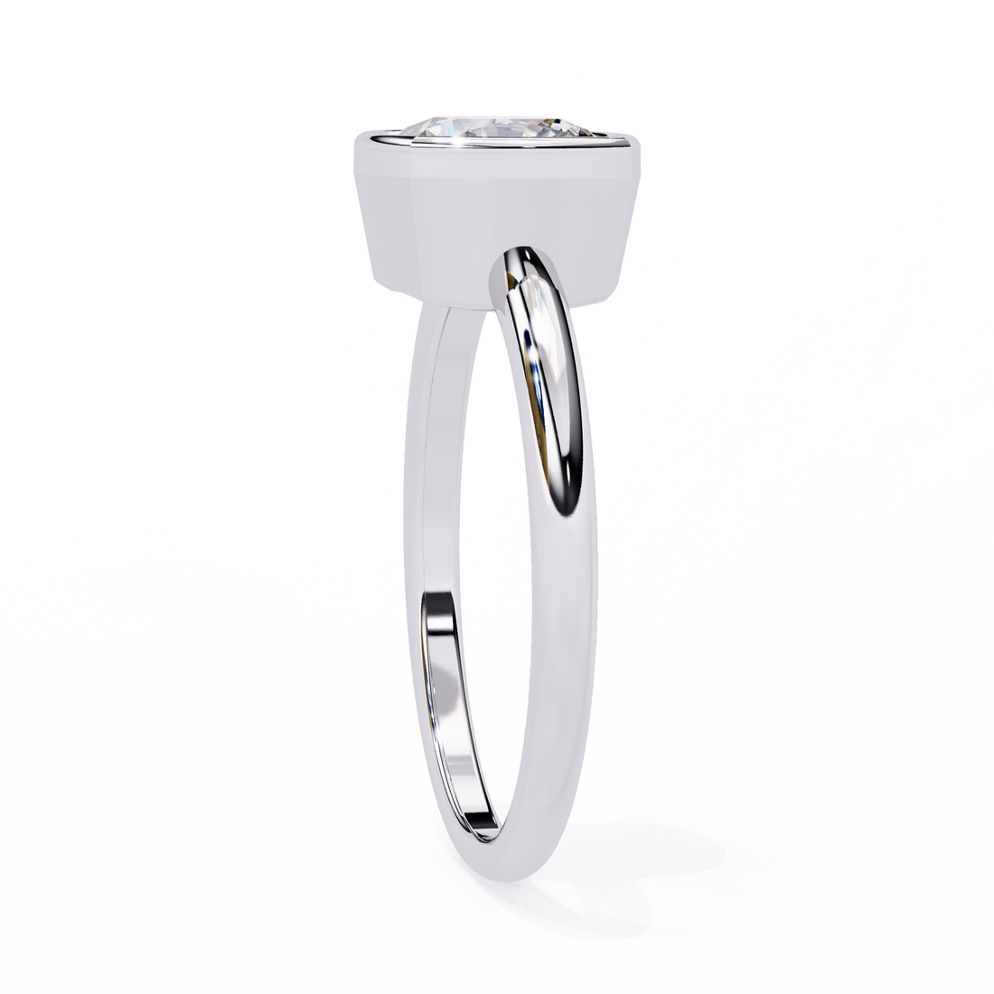 Bezel Set Cushion Solitaire Diamond Ring
