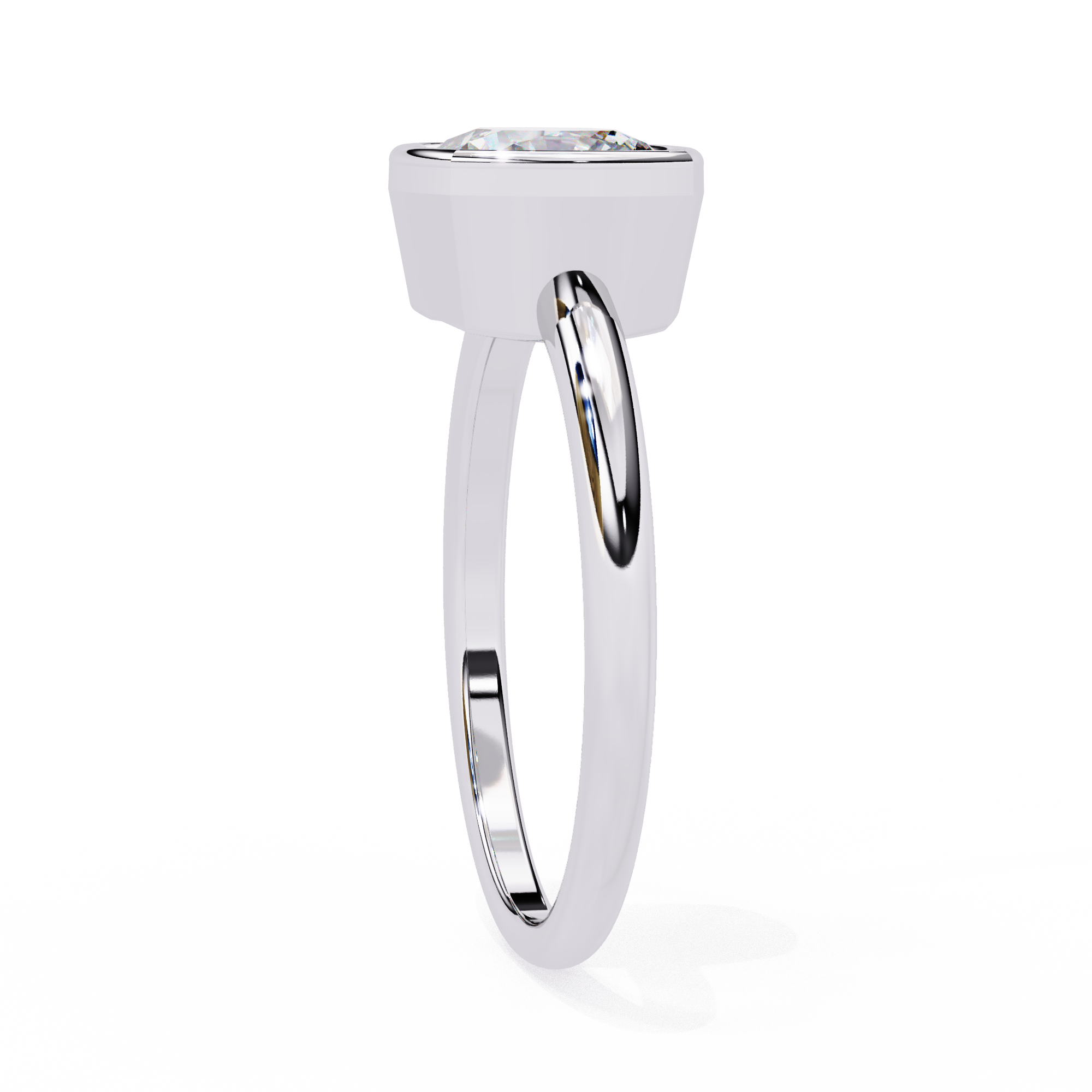 Bezel Set Cushion Solitaire Diamond Ring