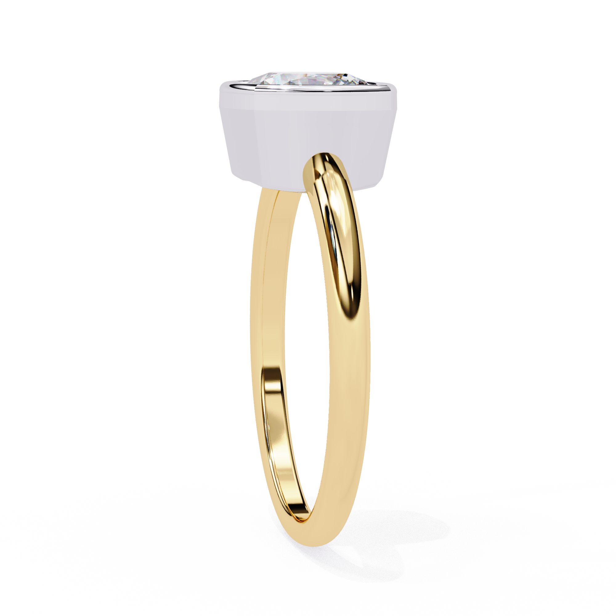 Bezel Set Cushion Solitaire Diamond Ring