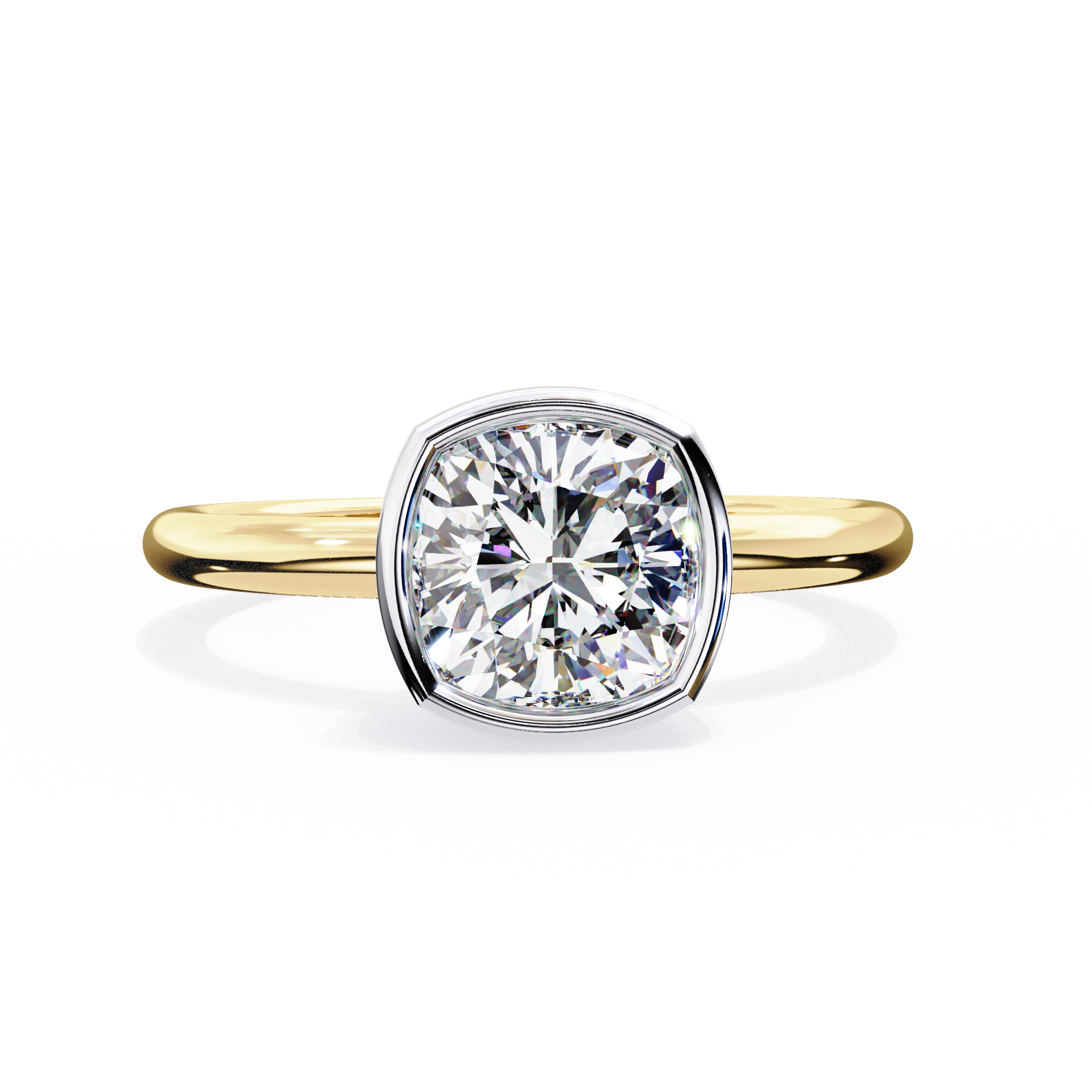 Bezel Set Cushion Solitaire Diamond Ring