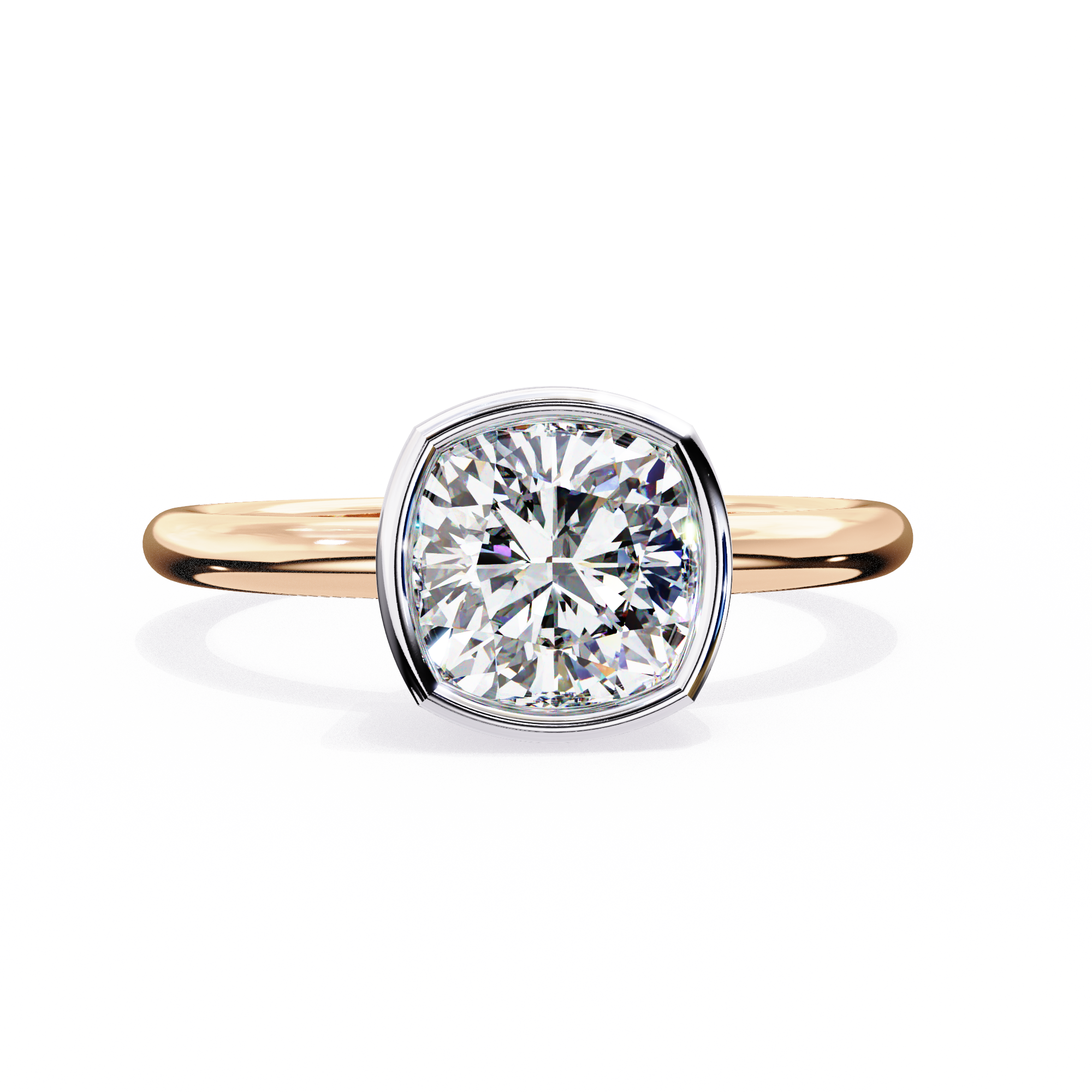 Bezel Set Cushion Solitaire Diamond Ring
