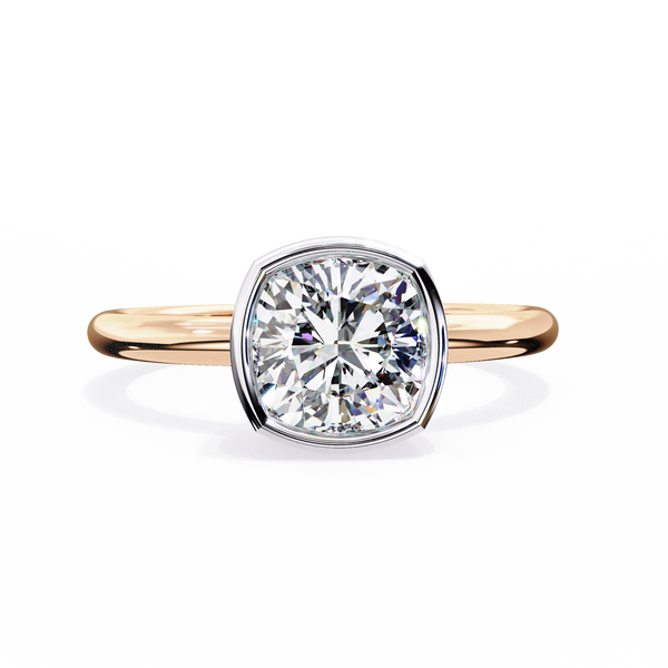 Bezel Set Cushion Solitaire Diamond Ring