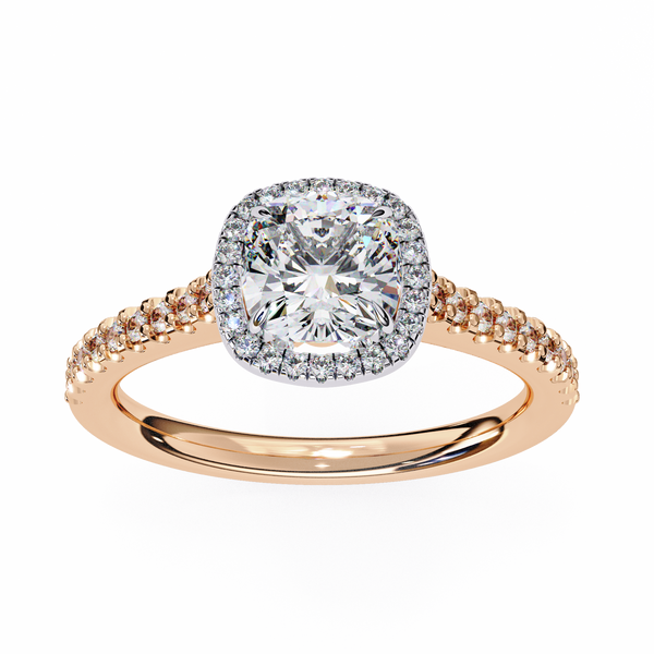 Elegant Pave Set Cushion Cut Diamond Ring