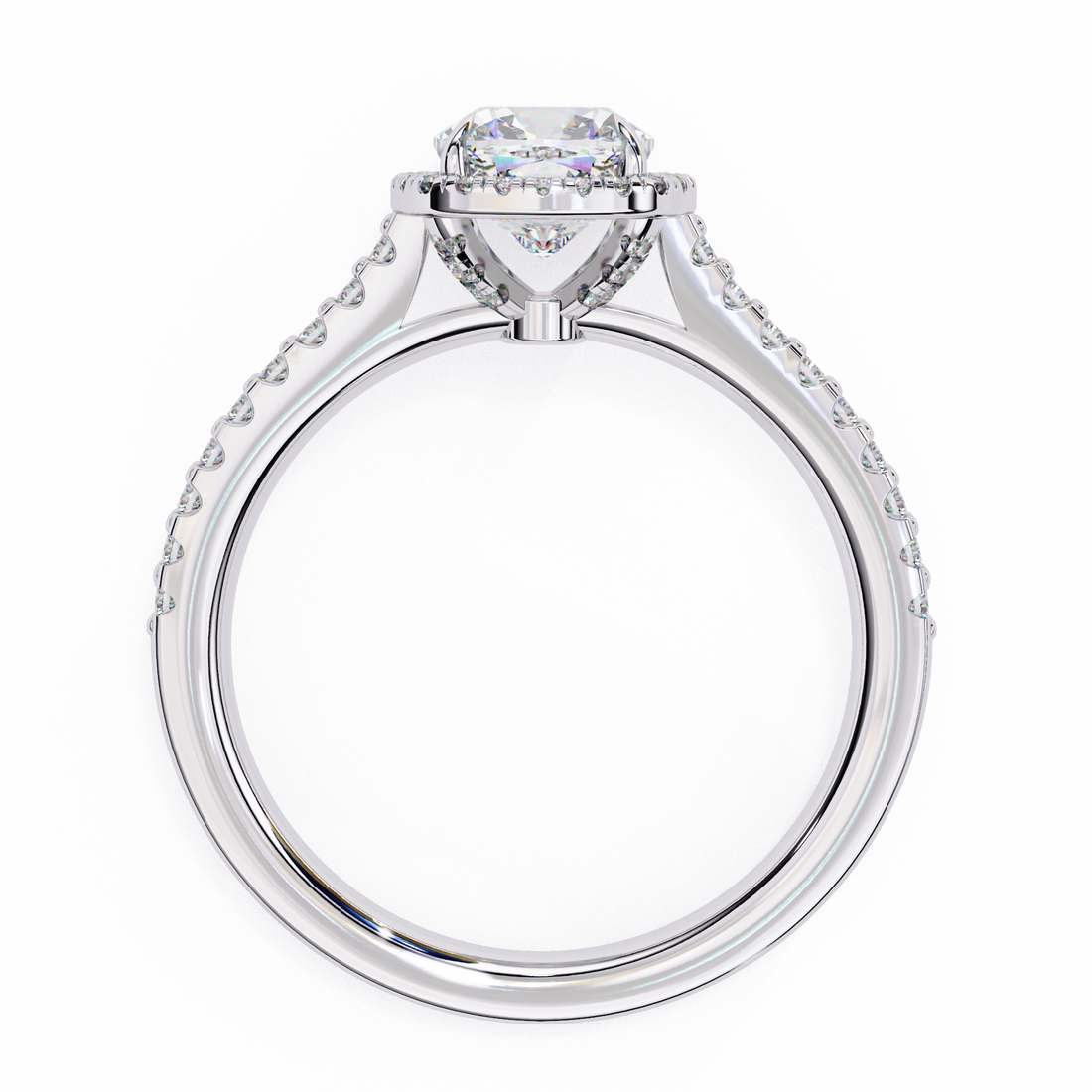 The Kacey Cushion Halo Cathedral Engagement Ring