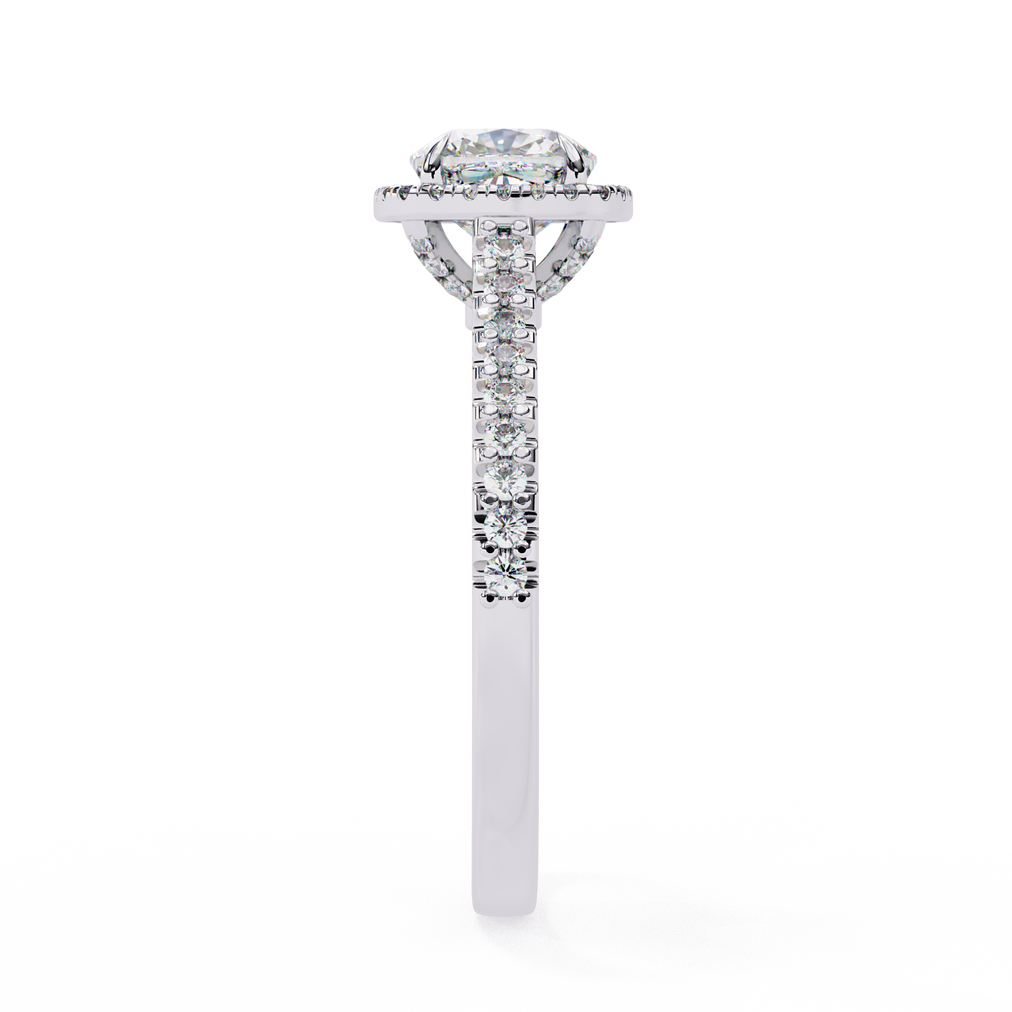 Elegant Pave Set Cushion Cut Diamond Ring