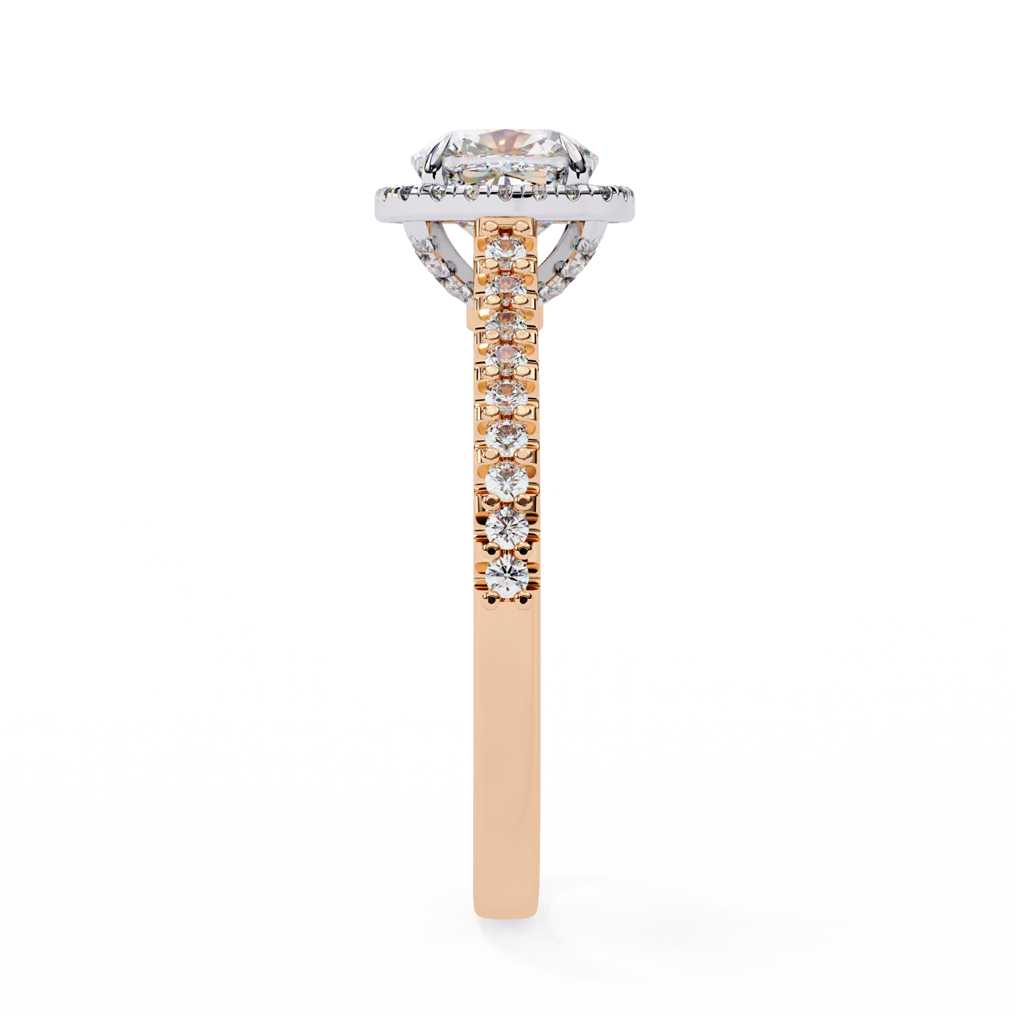 Elegant Pave Set Cushion Cut Diamond Ring