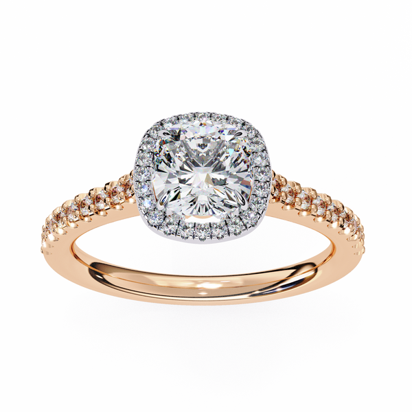Elegant Pave Set Cushion Cut Diamond Ring