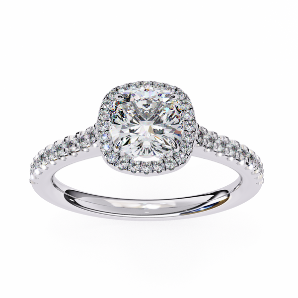 Elegant Pave Set Cushion Cut Diamond Ring