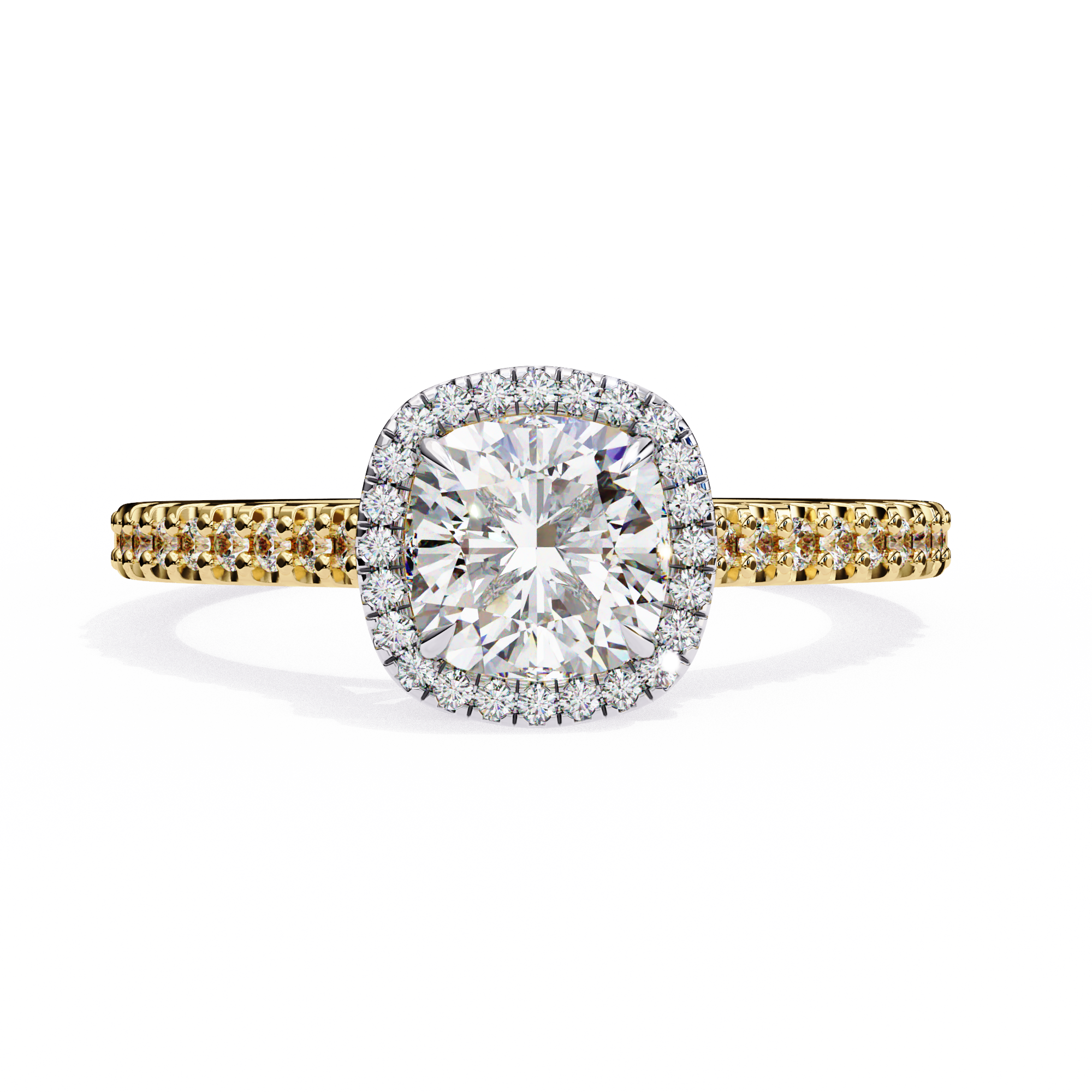 Elegant Pave Set Cushion Cut Diamond Ring